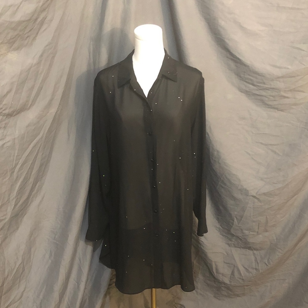 Chico's Black Travelers Collection Top Size Medium Large